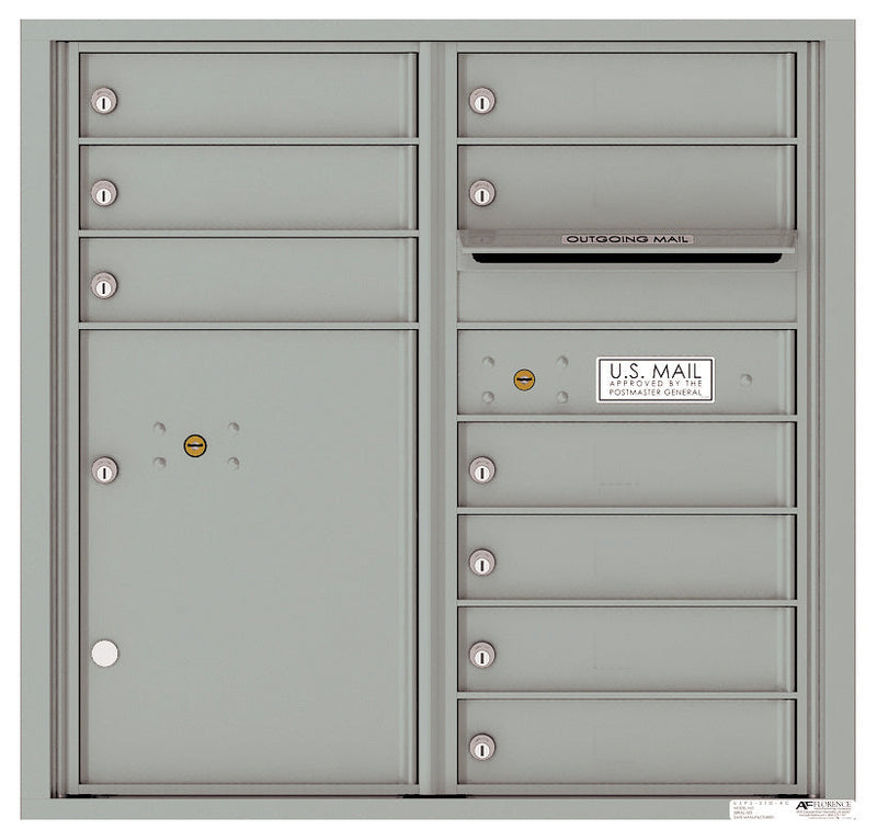 Florence 4C Horizontal Mailbox - 9 Doors, 1 Parcel Locker - 8 Doors High Private Access