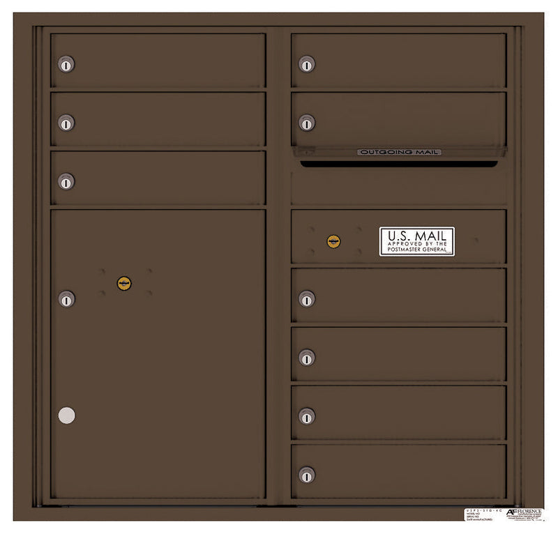 Front Loading Commercial Mailbox with 9 Tenant Compartments and 1 Parcel Locker-Antique Bronze (AB)