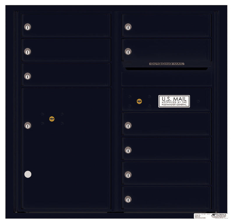 Florence 4C Horizontal Mailbox - 9 Doors, 1 Parcel Locker - 8 Doors High Private Access