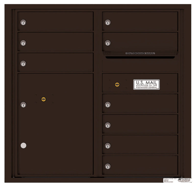 Florence 4C Horizontal Mailbox - 9 Doors, 1 Parcel Locker - 8 Doors High Private Access