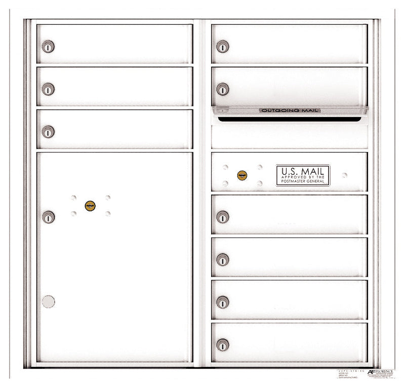 Florence 4C Horizontal Mailbox - 9 Doors, 1 Parcel Locker - 8 Doors High Private Access