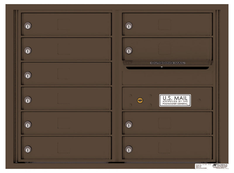 Front Loading Double Column Commercial Mailbox with 10 Tenant Doors-Antique Bronze (AB)