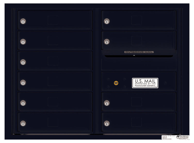 Front Loading Double Column Commercial Mailbox with 10 Tenant Doors-Black (BK)