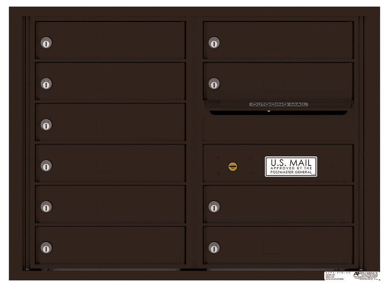 Front Loading Double Column Commercial Mailbox with 10 Tenant Doors-Dark Bronze (DB)