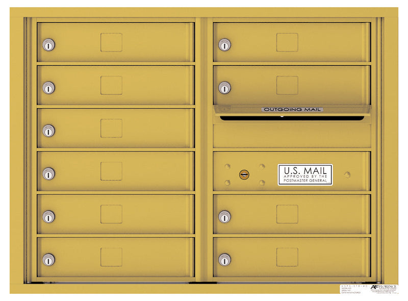 Front Loading Double Column Commercial Mailbox with 10 Tenant Doors-Gold Speck (GS)