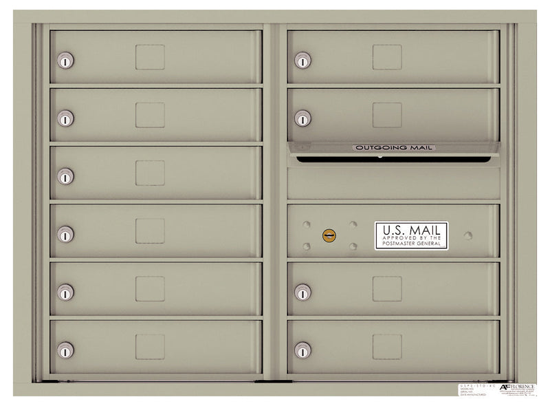 Front Loading Double Column Commercial Mailbox with 10 Tenant Doors-Postal Grey (PG)
