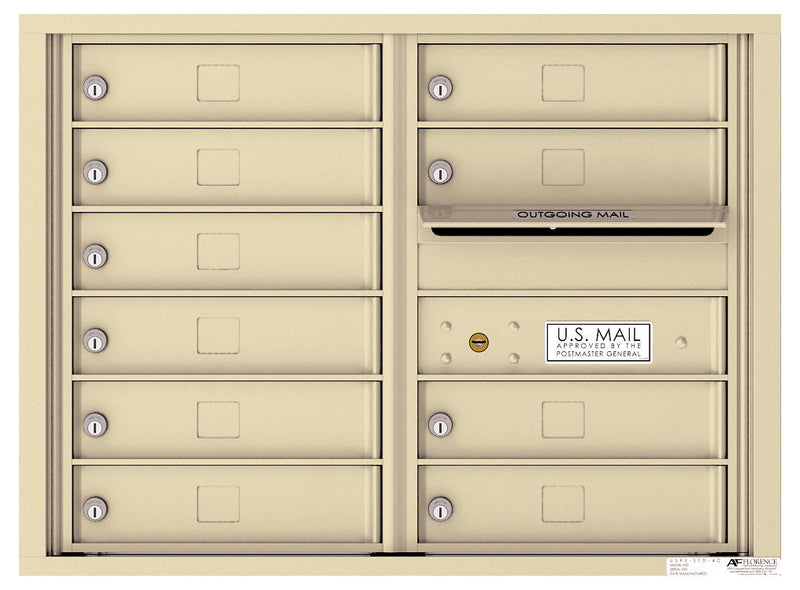 Front Loading Double Column Commercial Mailbox with 10 Tenant Doors-Sandstone (SD)