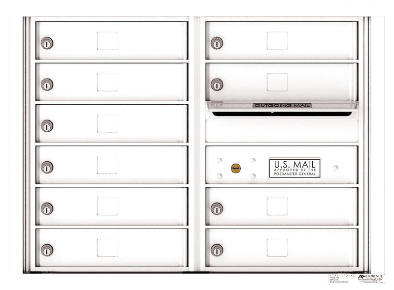 Front Loading Double Column Commercial Mailbox with 10 Tenant Doors-White (WH)