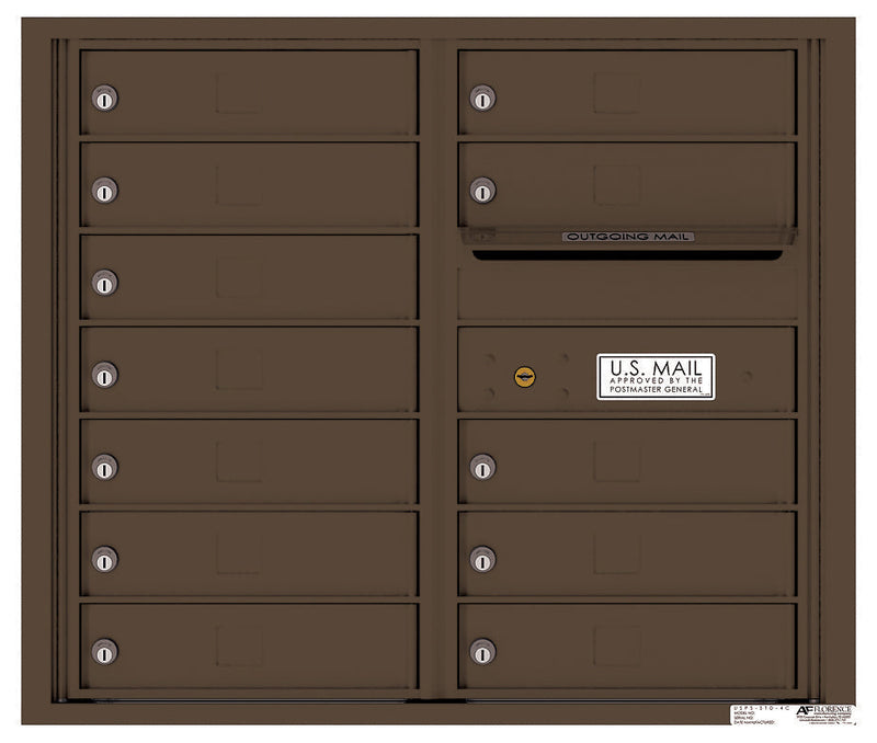Front Loading Double Column Commercial Mailbox with 12 Tenant Doors-Antique Bronze (AB)