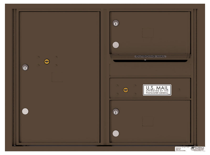 Front Loading Double Column Commercial Mailbox with 2 Tenant Compartments and 1 Parcel Locker-Antique Bronze (AB)