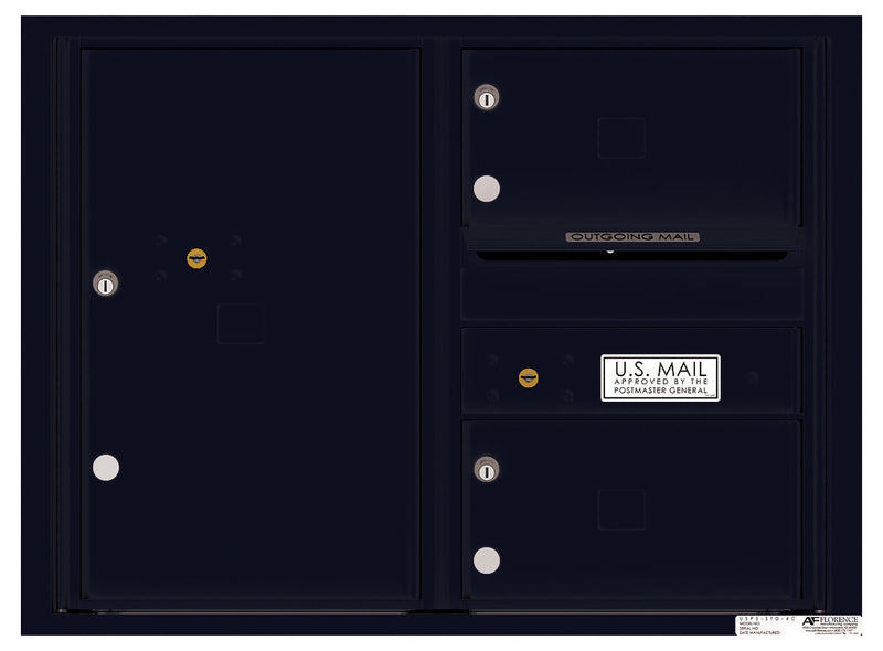 Florence 4C Horizontal Mailbox - 2 Doors, 1 Parcel Locker - 6 Doors High Private Access