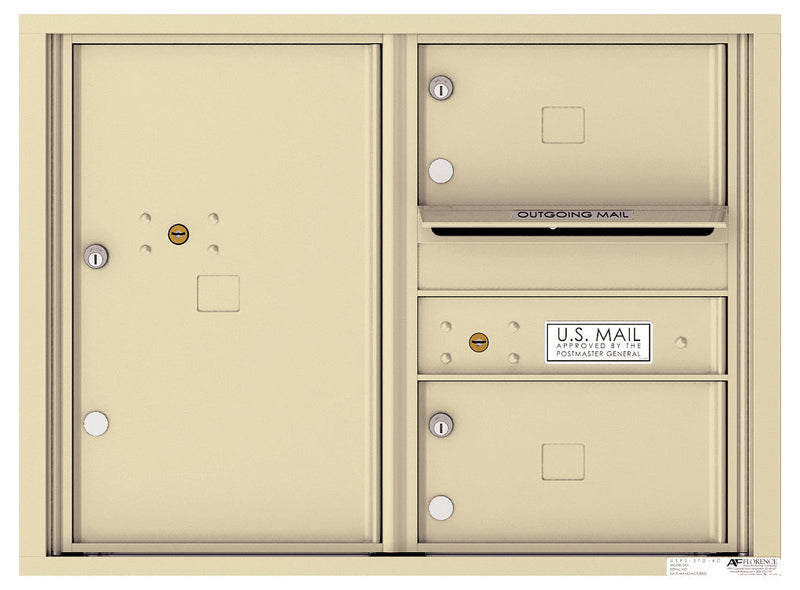 Florence 4C Horizontal Mailbox - 2 Doors, 1 Parcel Locker - 6 Doors High Private Access