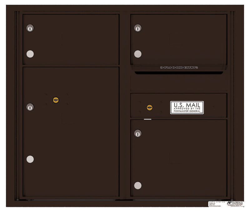 Florence 4C Horizontal Mailbox - 3 Doors, 1 Parcel Locker - 7 Doors High Private Access