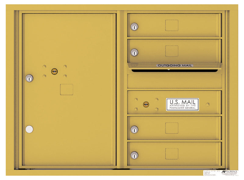 Florence 4C Horizontal Mailbox - 4 Doors, 1 Parcel Locker - 6 Doors High Private Access