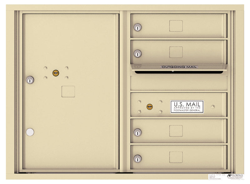 Florence 4C Horizontal Mailbox - 4 Doors, 1 Parcel Locker - 6 Doors High Private Access