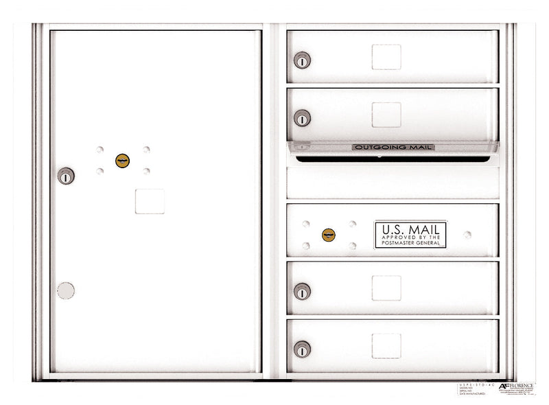 Florence 4C Horizontal Mailbox - 4 Doors, 1 Parcel Locker - 6 Doors High Private Access