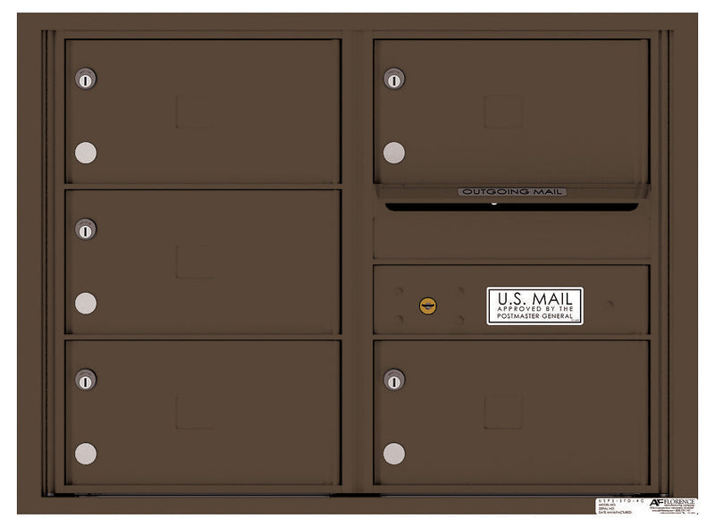 Front Loading Double Column Commercial Mailbox with 5 Tenant Compartments-Antique Bronze (AB)