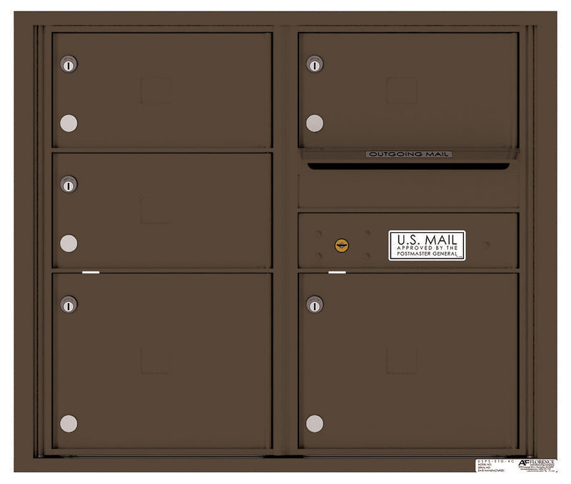 Front Loading Double Column Commercial Mailbox with 5 Tenant Doors-Antique Bronze (AB)