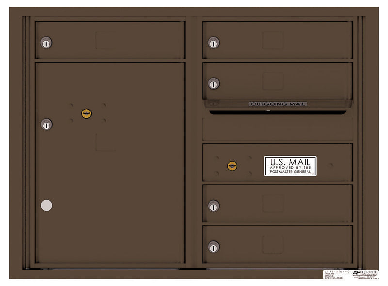 Front Loading Double Column Commercial Mailbox with 5 Tenant Doors and 1 Parcel Locker-Antique Bronze (AB)