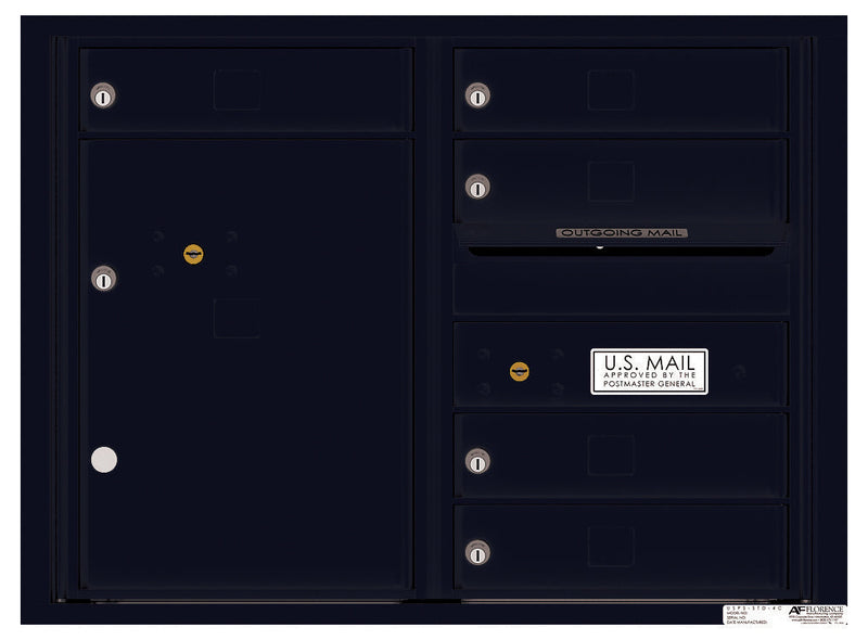 Florence 4C Horizontal Mailbox - 5 Doors, 1 Parcel Locker - 6 Doors High Private Access