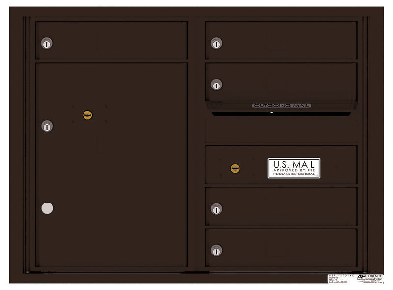 Florence 4C Horizontal Mailbox - 5 Doors, 1 Parcel Locker - 6 Doors High Private Access