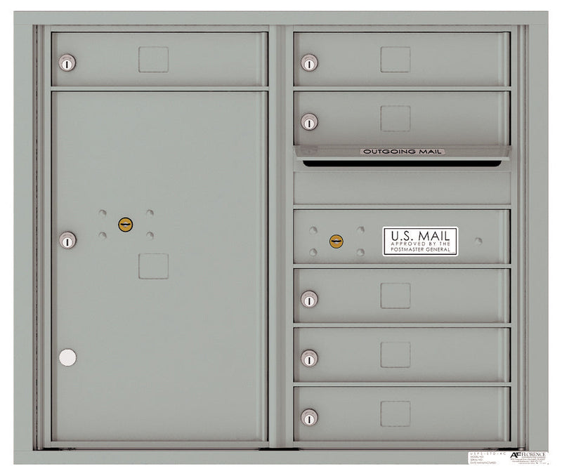 Florence 4C Horizontal Mailbox - 6 Doors, 1 Parcel Locker - 7 Doors High Private Access
