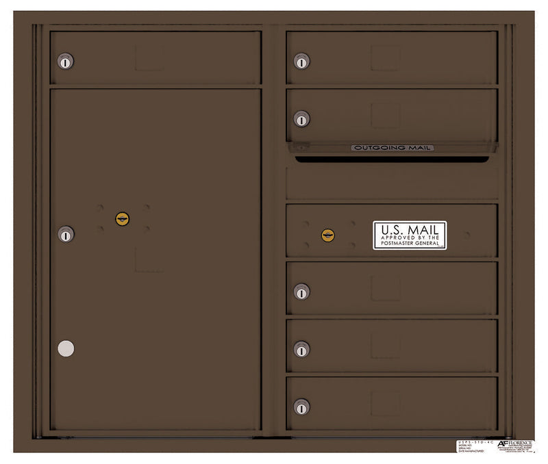 Front Loading Double Column Commercial Mailbox with 6 Tenant Doors and 1 Parcel Locker-Antique Bronze (AB)