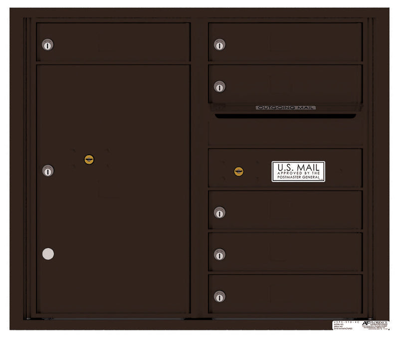 Florence 4C Horizontal Mailbox - 6 Doors, 1 Parcel Locker - 7 Doors High Private Access