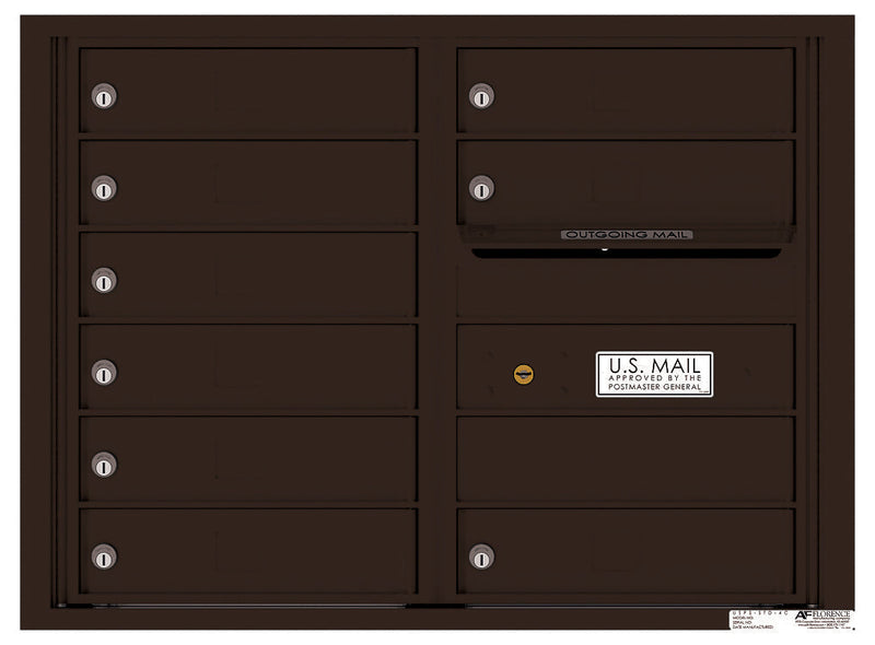 Florence 4C Horizontal Mailbox - 9 Doors - 6 Doors High Private Access