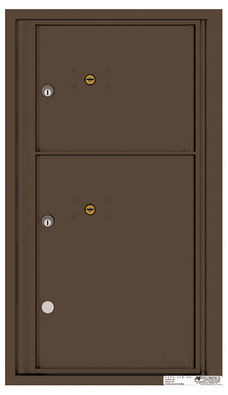 Front Loading Fully Recessed Single Column Commercial Mailbox with 2 Parcel Lockers-Antique Bronze (AB)