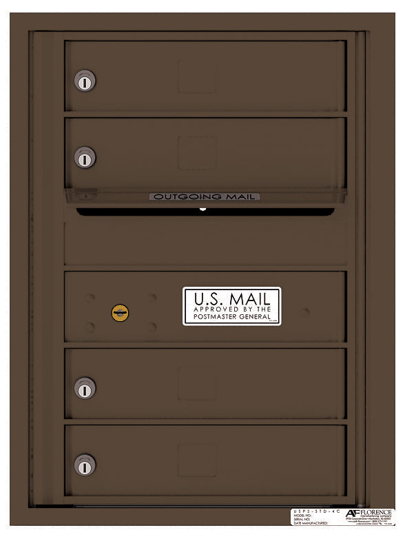 Front Loading Single Column Extra-Large Commercial Mailbox with 4 Tenant Compartments-Antique Bronze (AB)