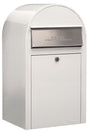 Bobi Grande Front Access White Mailbox with Stainless Steel Mail Slot and Round Red Post Combo