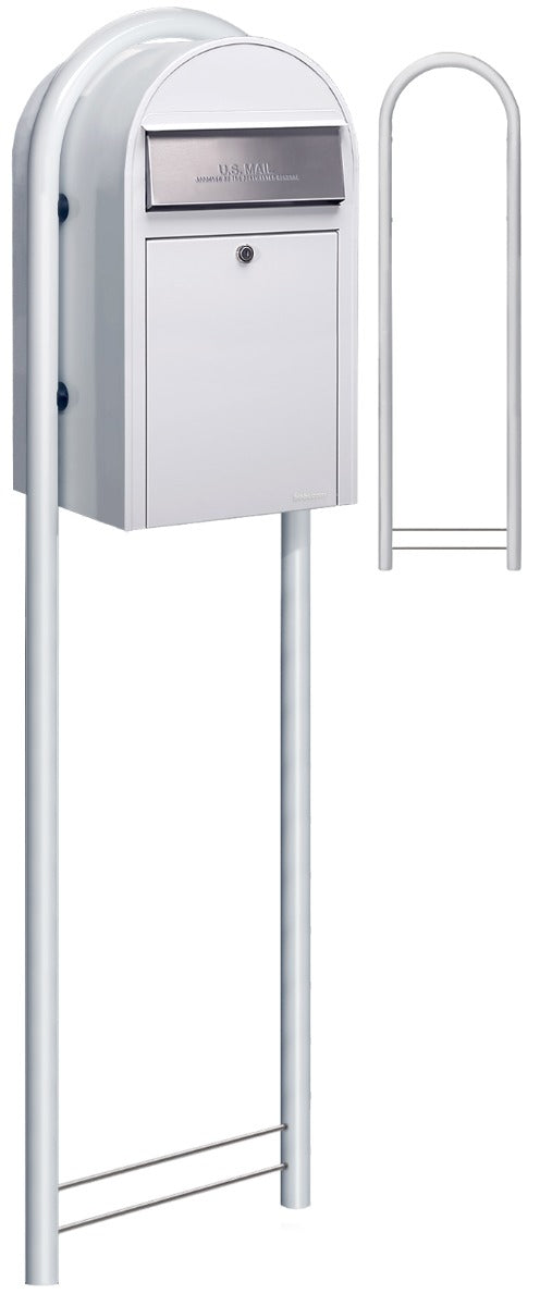 USPS Bobi White Round Mailbox Post