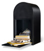 USPS Approved Bobi Grande B Rear Access Modern Locking Black Mailbox with Round Black Post Combo  - Stainless Steel Mail Slot –  Secure Small Parcel Delivery