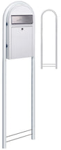 Bobi Grande Slim Front Access White Mailbox with Round White Post Combo
