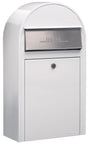Bobi Grande Slim Front Access White Mailbox with Round White Post Combo