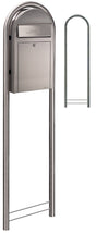 Bobi Grande Slim Front Access Stainless Steel Mailbox with Round Stainless Steel Post Combo