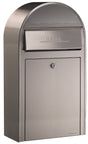 Bobi Grande Slim Front Access Stainless Steel Mailbox with Round Black Post Combo