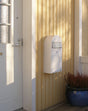Bobi Grande Slim Front Access White Mailbox with Stainless Steel Mail Slot and Round Black Post Combo