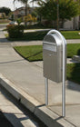 Bobi Grande Slim Front Access Stainless Steel Mailbox with Round Stainless Steel Post Combo