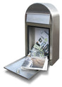 Bobi Grande Slim Front Access Stainless Steel Mailbox with Round White Post Combo