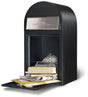 Bobi Grande Front Access Black Mailbox with Stainless Steel Mail Slot and Round Black  Post Combo