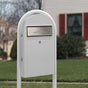 Bobi Grande Slim Front Access White Mailbox with Round White Post Combo