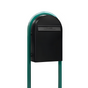 USPS Approved Bobi Classic B Rear Access Modern Locking Black Mailbox and Round Green Post Combo