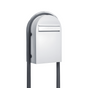 USPS Approved Bobi Classic B Rear Access Modern Locking White Mailbox and Round Grey Post Combo
