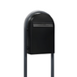 USPS Approved Bobi Classic B Rear Access Modern Locking Black Mailbox and Round Grey Post Combo