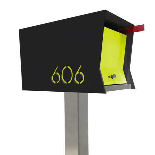 The Original Retrobox in Jet Black - Modern Post Mounted Mailbox