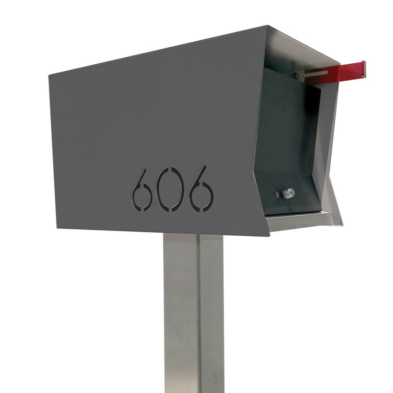 The Original Retrobox in Designer Gray - Modern Post Mounted Mailbox
