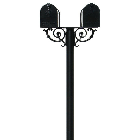 The Hanford TWIN mailbox post system w/Scroll Supports and E1 mailbox