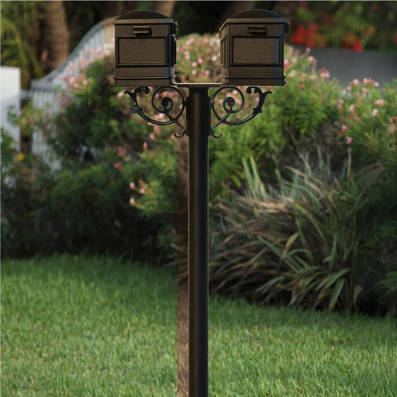 The Hanford TWIN Lewiston mailbox post system w/Scroll Supports